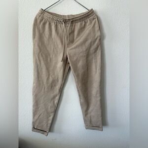 ZARA Men's Beige Drawstring Jogger Pants